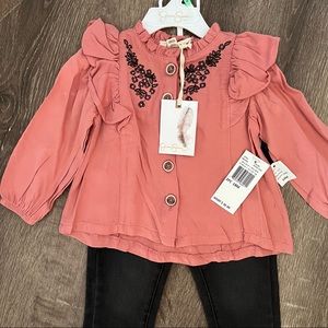 NEW Jessica Simpson Baby Girl 2 Piece Top & Bottom Set - Size 18M